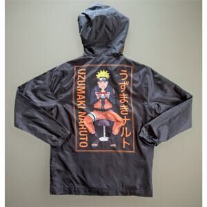Naruto Shippuden Uzumaki Ramen Anime 1/2 Zip Hooded Windbreaker 2007 SM Cosplay